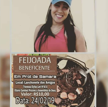 Feijoada beneficente em prol da saúde da jovem Samara; Colabore!