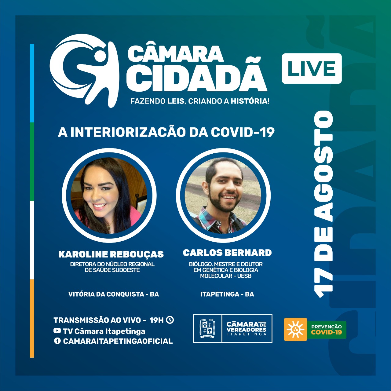 Itapetinga: Câmara Cidadã vai debater interiorização da Covid-19