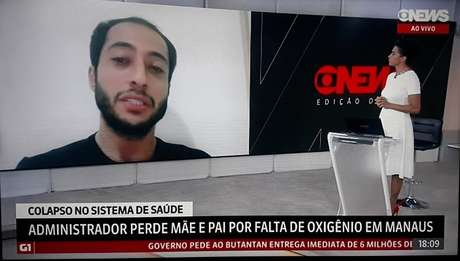 Homem que perdeu pai e mãe sem oxigênio chora na GloboNews