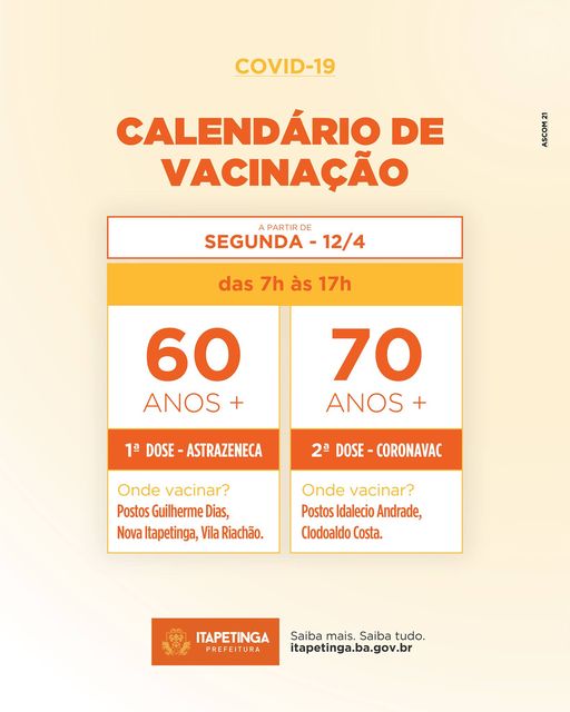 Itapetinga: Calendário de Vacinação