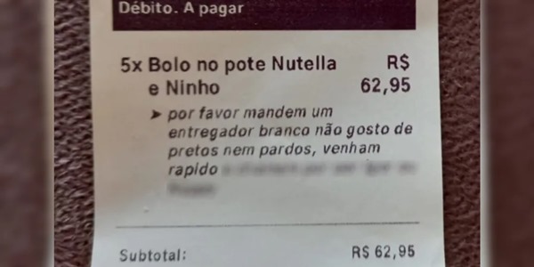 Racismo: Cliente pede entregador branco em delivery: “Não gosto de preto”