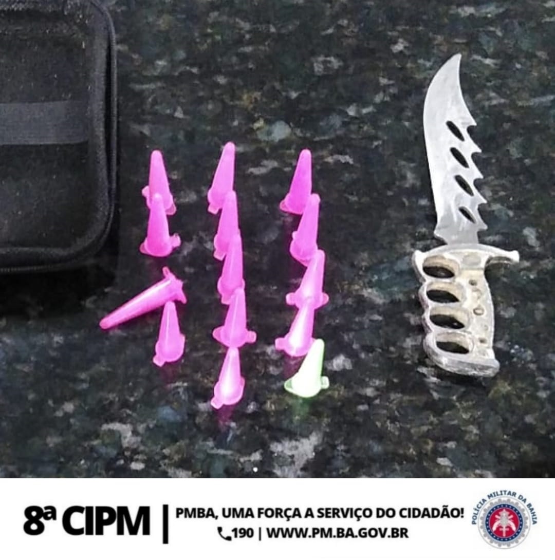 Policiais da 8ª CIPM Apreende Cocaína e Arma Branca em Vila Das Graças