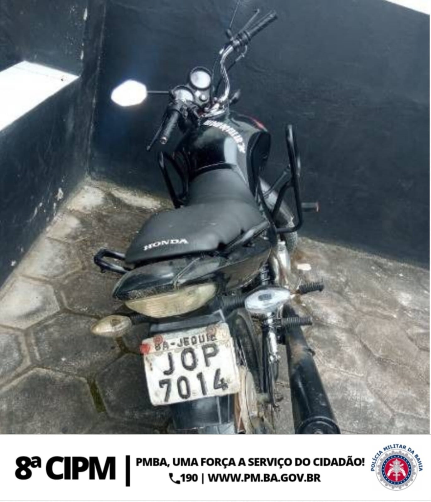 8ª CIPM: Polícia Militar Apreende Moto Com Chassi Suprimido em Nova Canaã