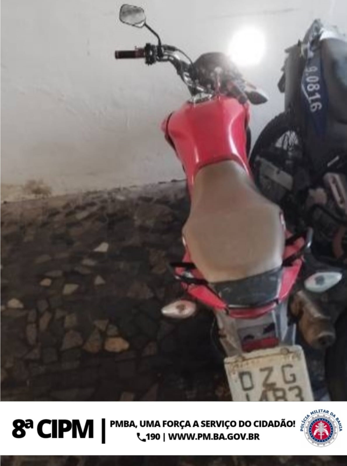 8ª CIPM: Policia Militar Recupera Mais Uma Moto Roubada