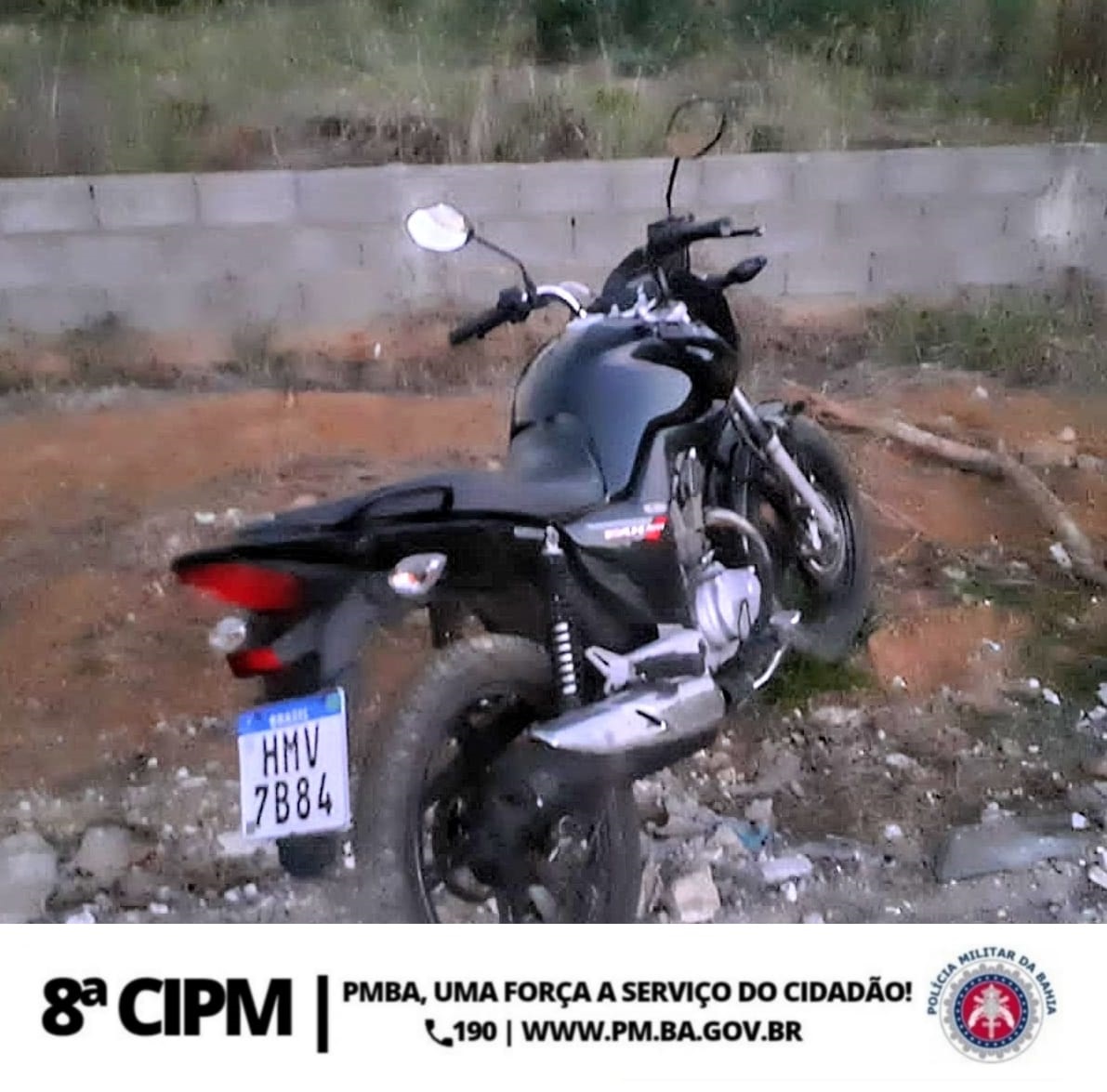 Iguaí: 8ª CIPM lotada em Ibicuí Apreende Motocicleta utilizada em tentativa de homicídio