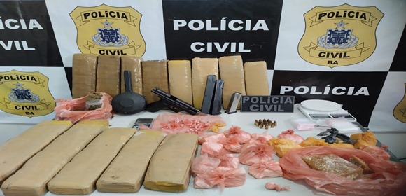 Polícia Civil apreende drogas, armas e munições em casa que estava servindo como depósito