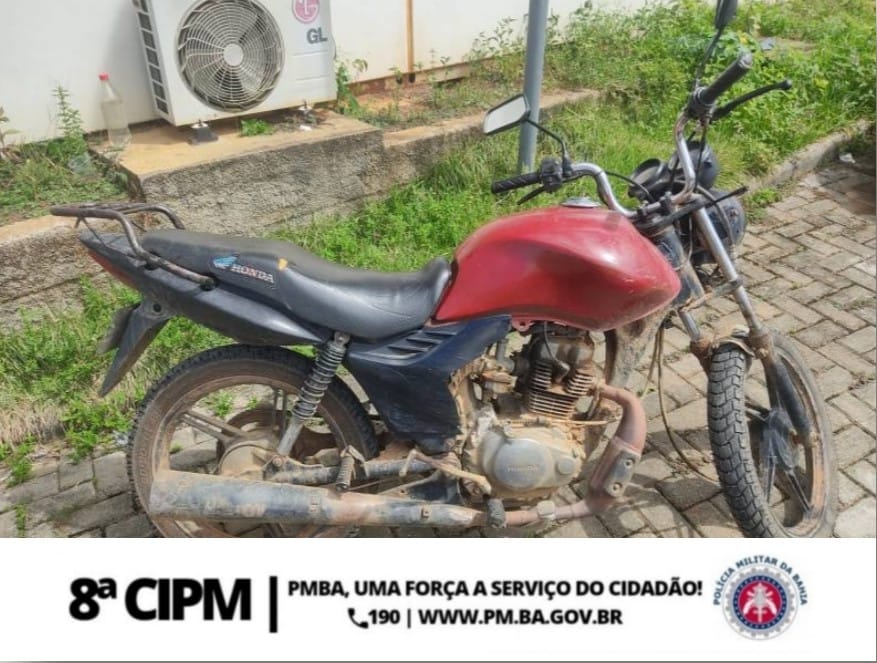 2° Pelotão da 8ª CIPM em Iguaí apreende moto com placa irregular e chassi raspado