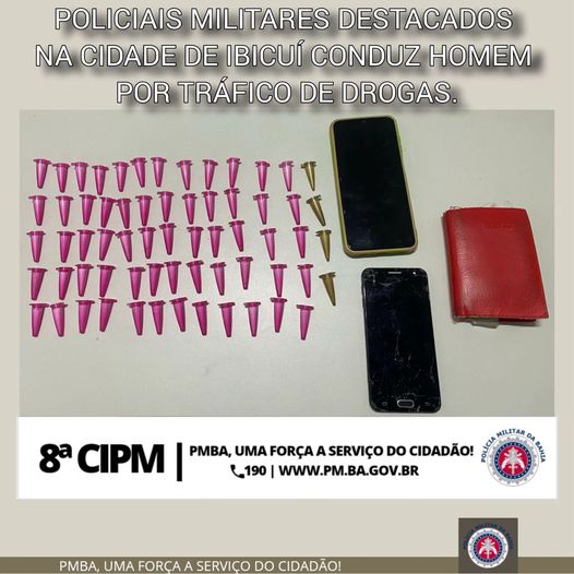 Ibicuí: 2⁰ Pelotão da 8ª CIPM Conduz Homem à Delegacia Por Posse de Droga