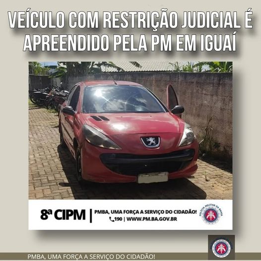  Ação Policial da 8ª CIPM em Iguaí Resulta em Apreensão de Veículo Com Restrição Judicial