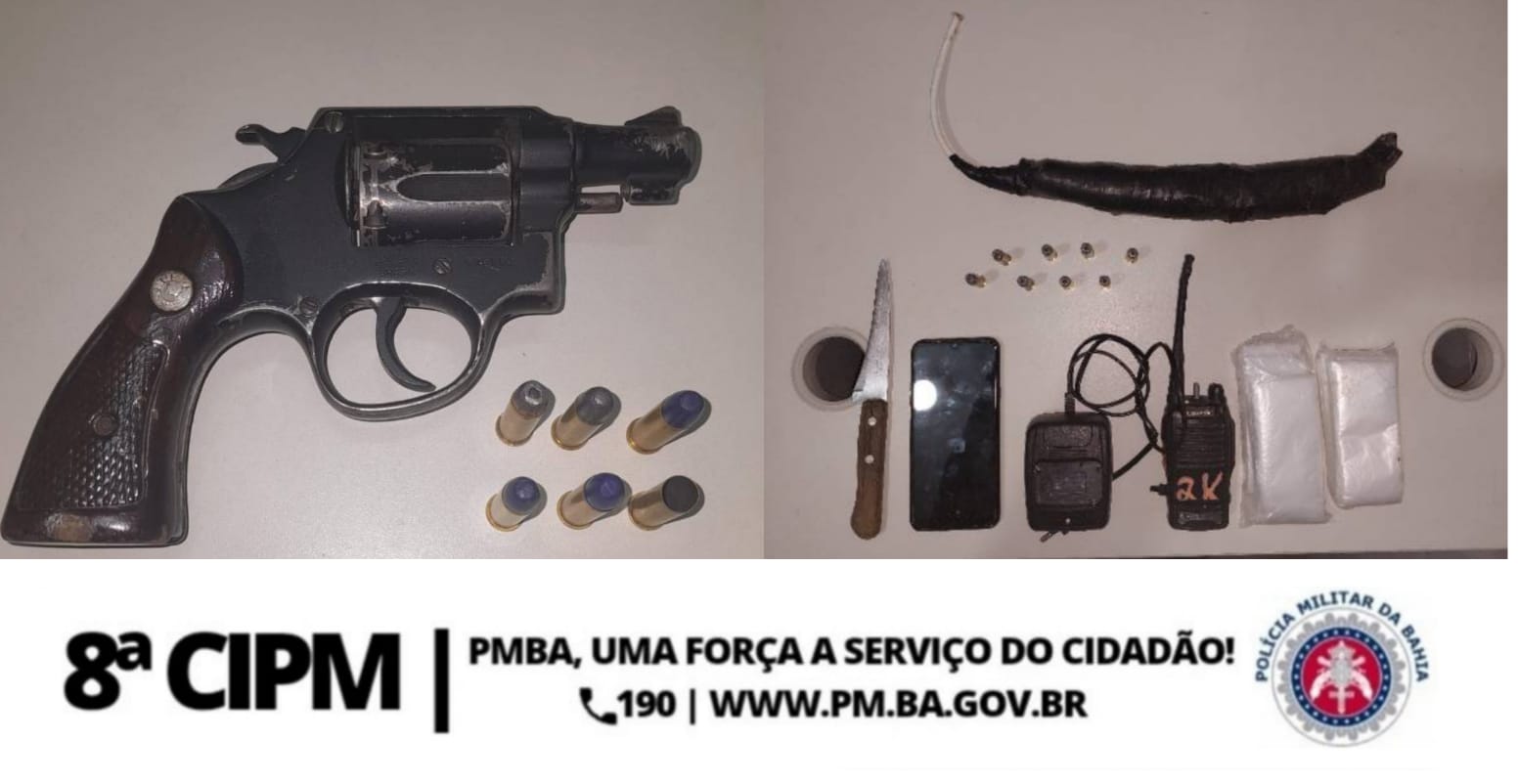 Ação conjunta entre a 8ªCIPM, Rondesp-Sul e 1ª CIPRv Resulta em Apreensão de Arma, Dinamite e Detenção na Delegacia