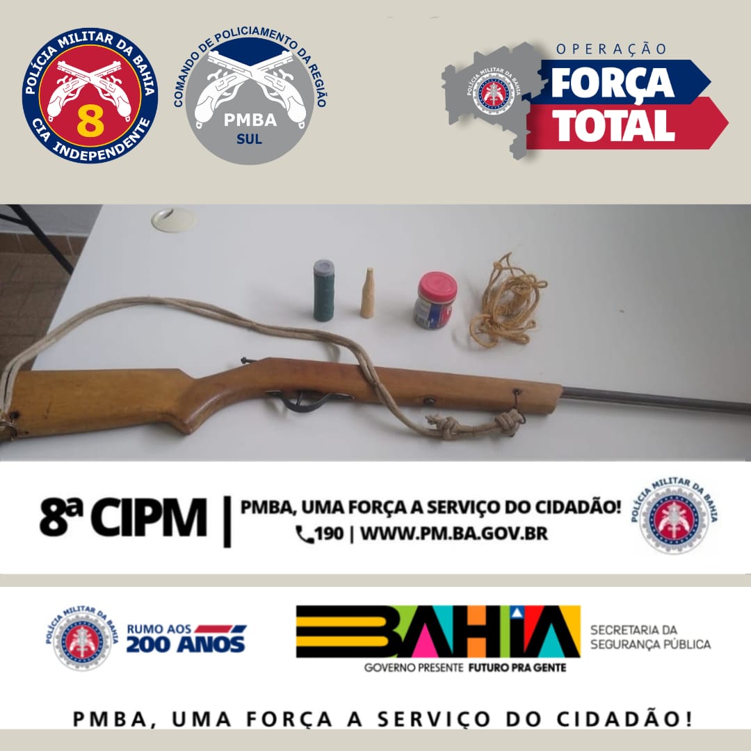 Policiais da 8ª CIPM Apreendem Arma de fogo em Caatiba durante a Operação Força Total