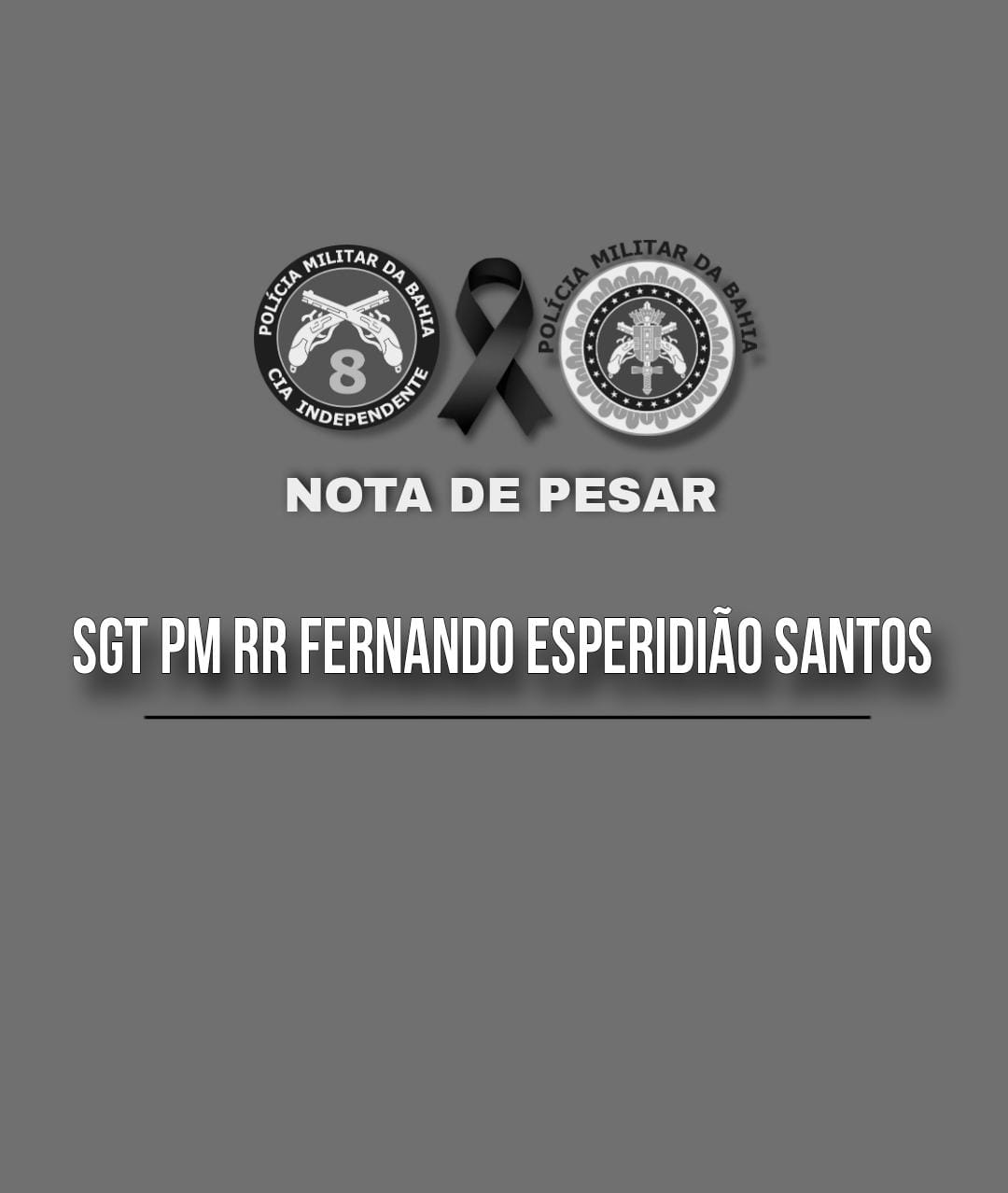 Nota de Pesar – SGT PM RR Fernando Esperidião Santos